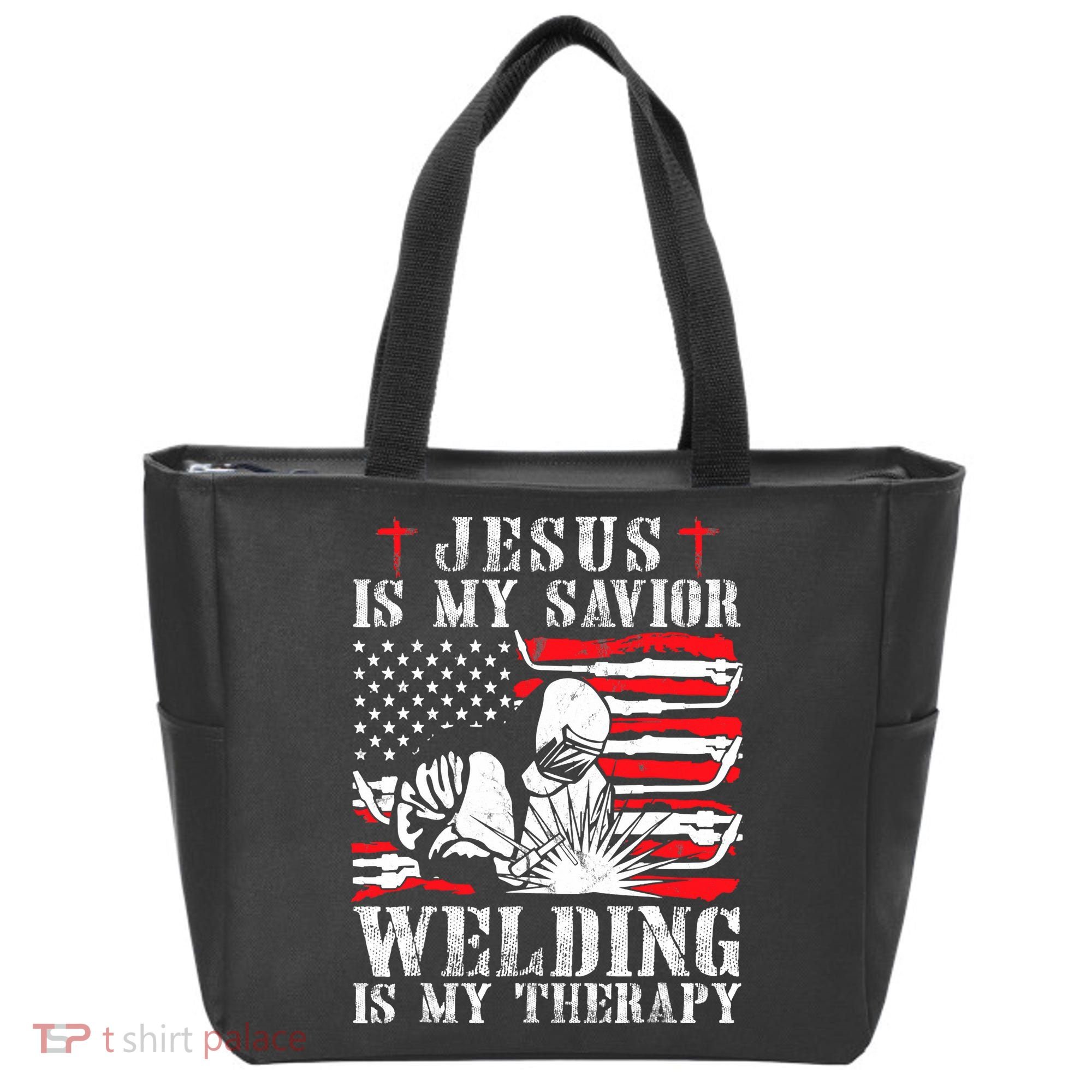 Jesus Is My Savior Welding Christian Weld American Flag Tote Bag