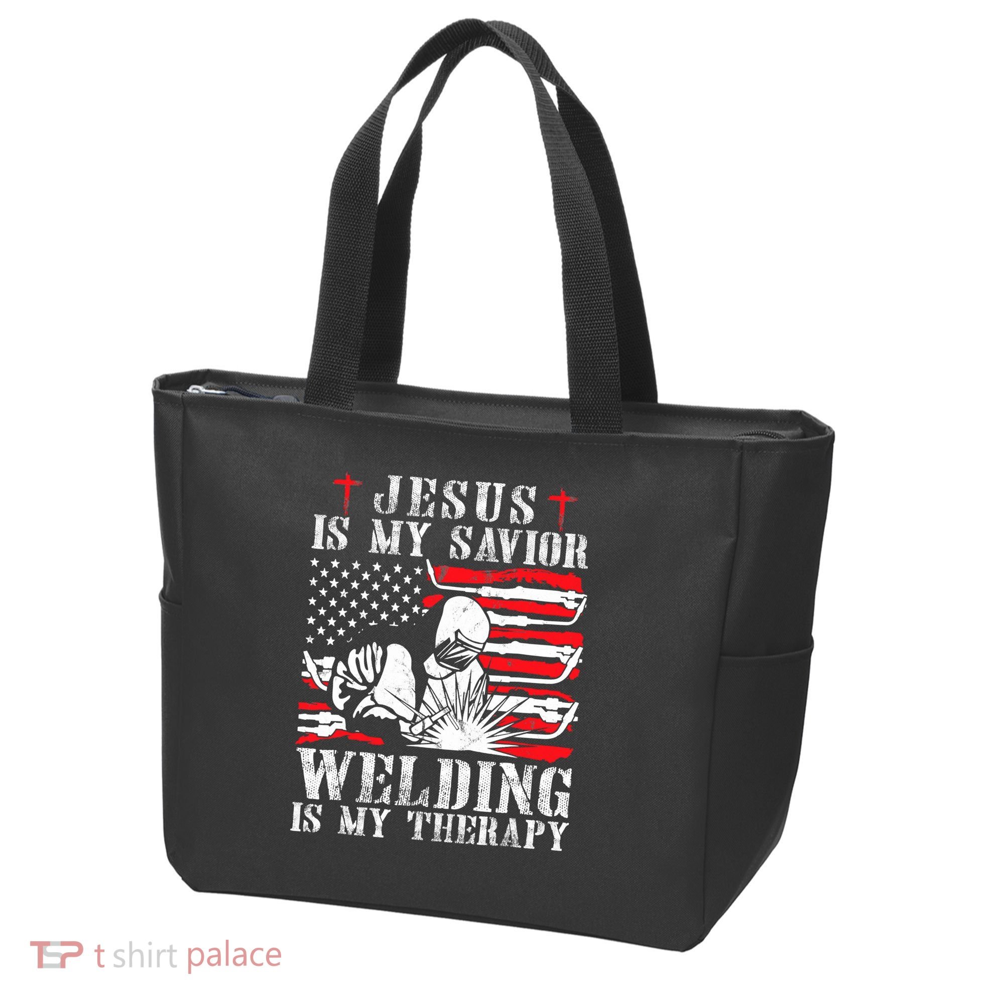 Jesus Is My Savior Welding Christian Weld American Flag Tote Bag