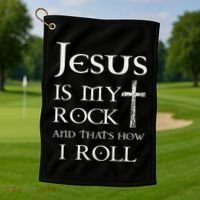 Jesus Is My Rock And That’S How I Roll Golf Towel thumb 1
