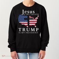 Jesus Is My Savior Trump Is My President Women's Sweatshirt thumb 0
