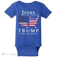 Jesus Is My Savior Trump Is My President Baby Bodysuit thumb 0