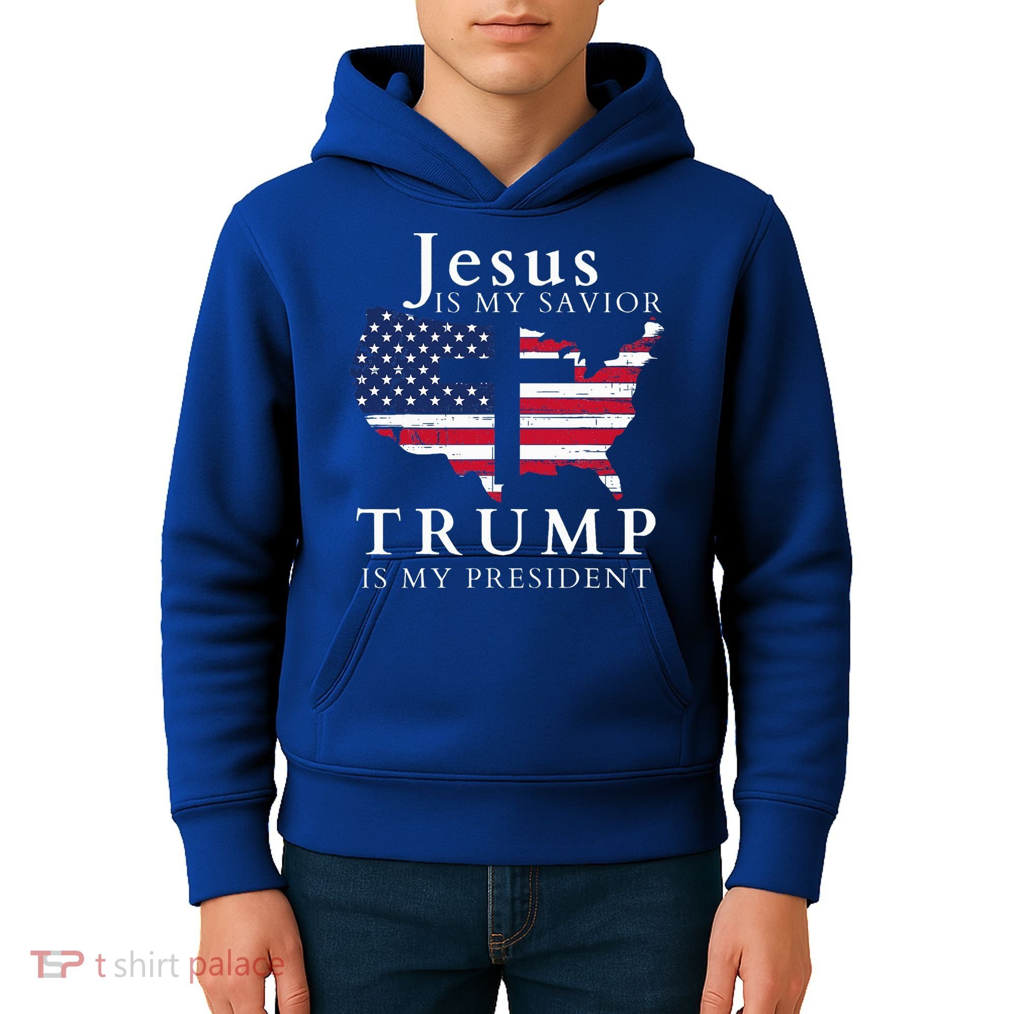 Jesus Is My Savior Trump Is My President Kids Hoodie