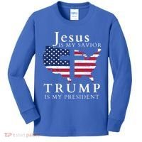 Jesus Is My Savior Trump Is My President Kids Long Sleeve Shirt thumb 0