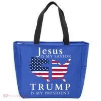 Jesus Is My Savior Trump Is My President Tote Bag thumb 0