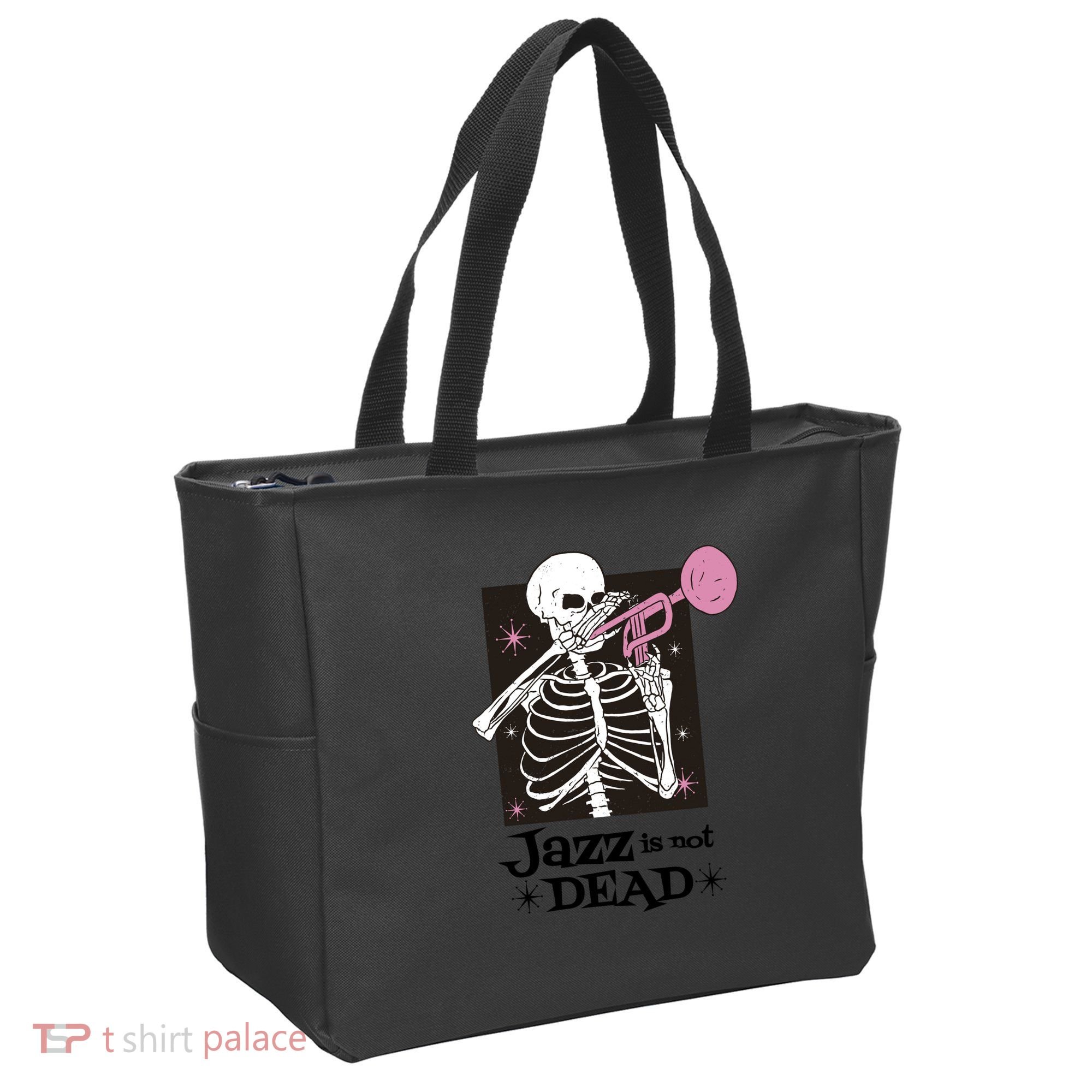 Jazz Is Not Dead Skeleton Tote Bag