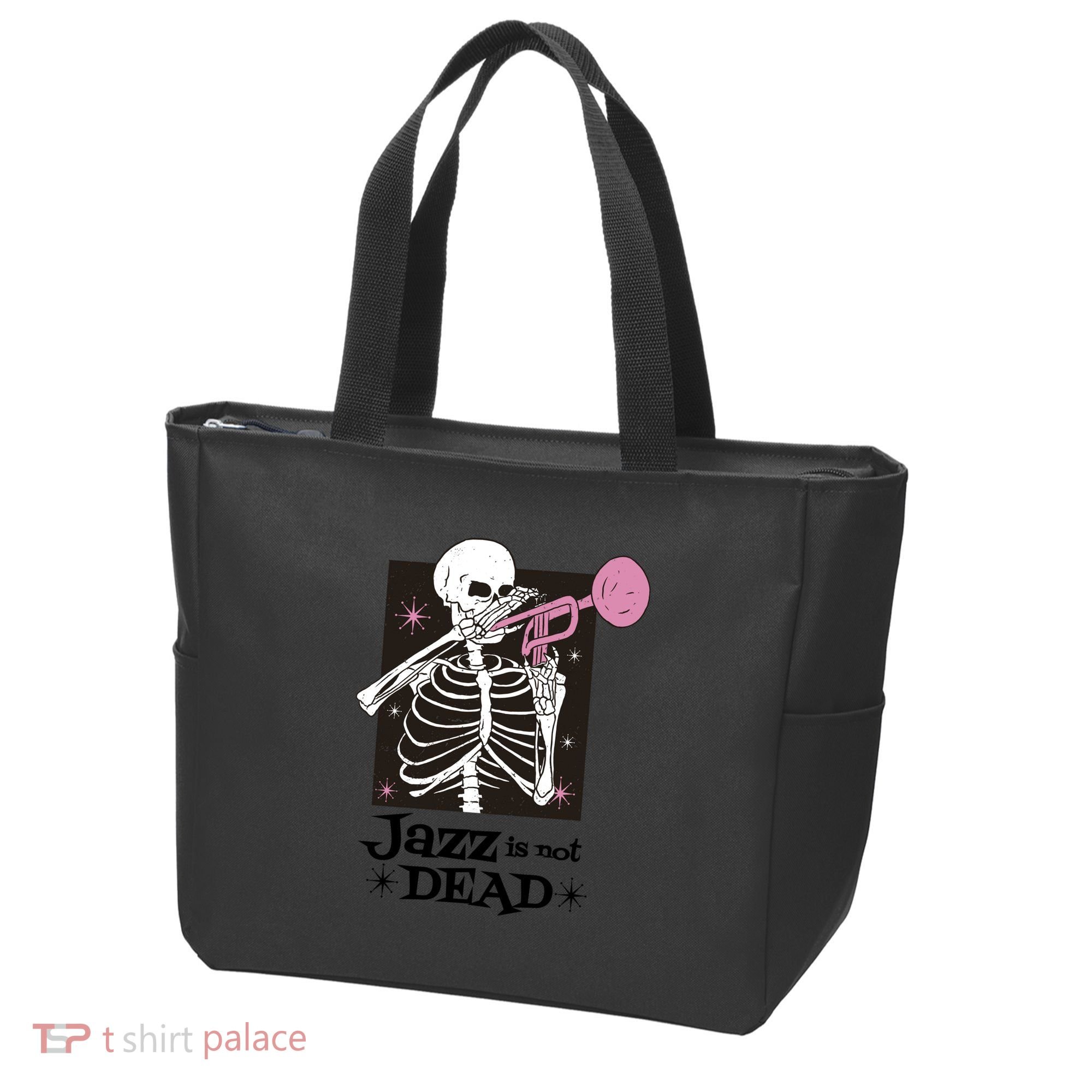 Jazz Is Not Dead Skeleton Tote Bag