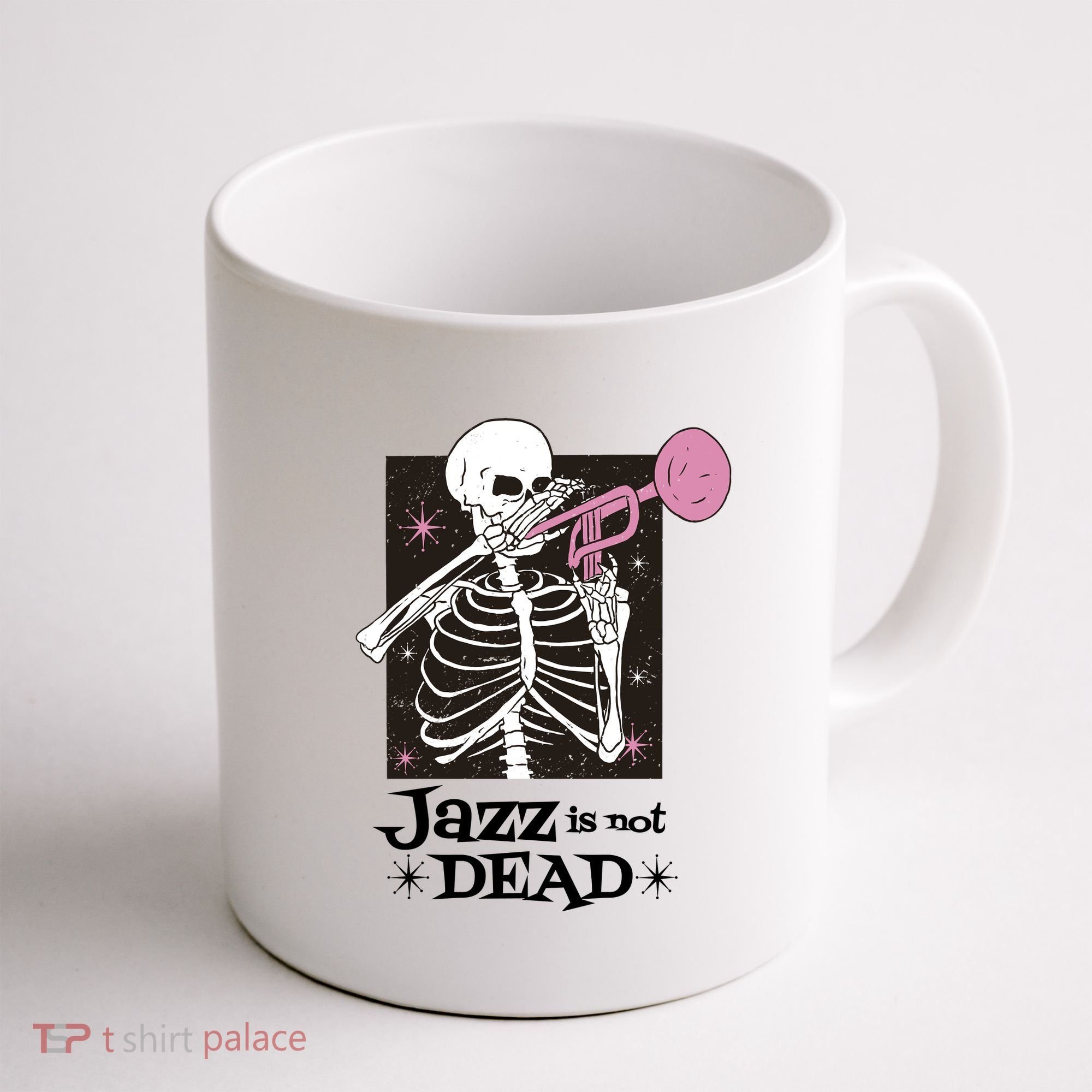 Jazz Is Not Dead Skeleton Coffee Mug