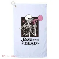 Jazz Is Not Dead Skeleton Golf Towel thumb 0