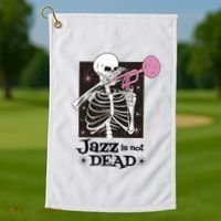 Jazz Is Not Dead Skeleton Golf Towel thumb 1
