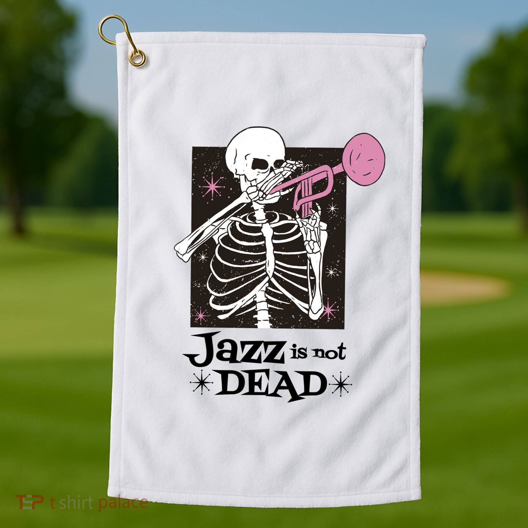 Jazz Is Not Dead Skeleton Golf Towel