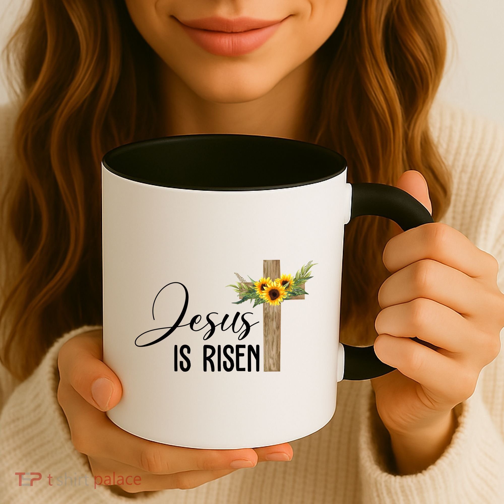 Jesus Is Risen Sunflower Cross Easter Coffee Mug
