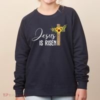 Jesus Is Risen Sunflower Cross Easter Women's Sweatshirt thumb 0
