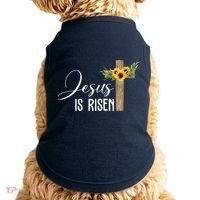 Jesus Is Risen Sunflower Cross Easter Doggie Tank thumb 0