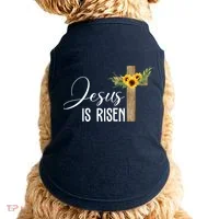 Jesus Is Risen Sunflower Cross Easter Doggie Tank thumb 0
