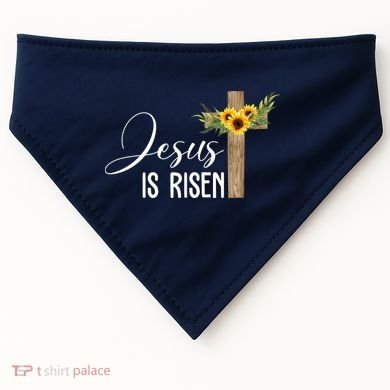 Jesus Is Risen Sunflower Cross Easter USA-Made Doggie Bandana