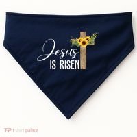 Jesus Is Risen Sunflower Cross Easter USA-Made Doggie Bandana thumb 0