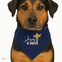 Jesus Is Risen Sunflower Cross Easter USA-Made Doggie Bandana thumb 1