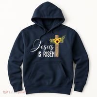 Jesus Is Risen Sunflower Cross Easter Hoodie thumb 0