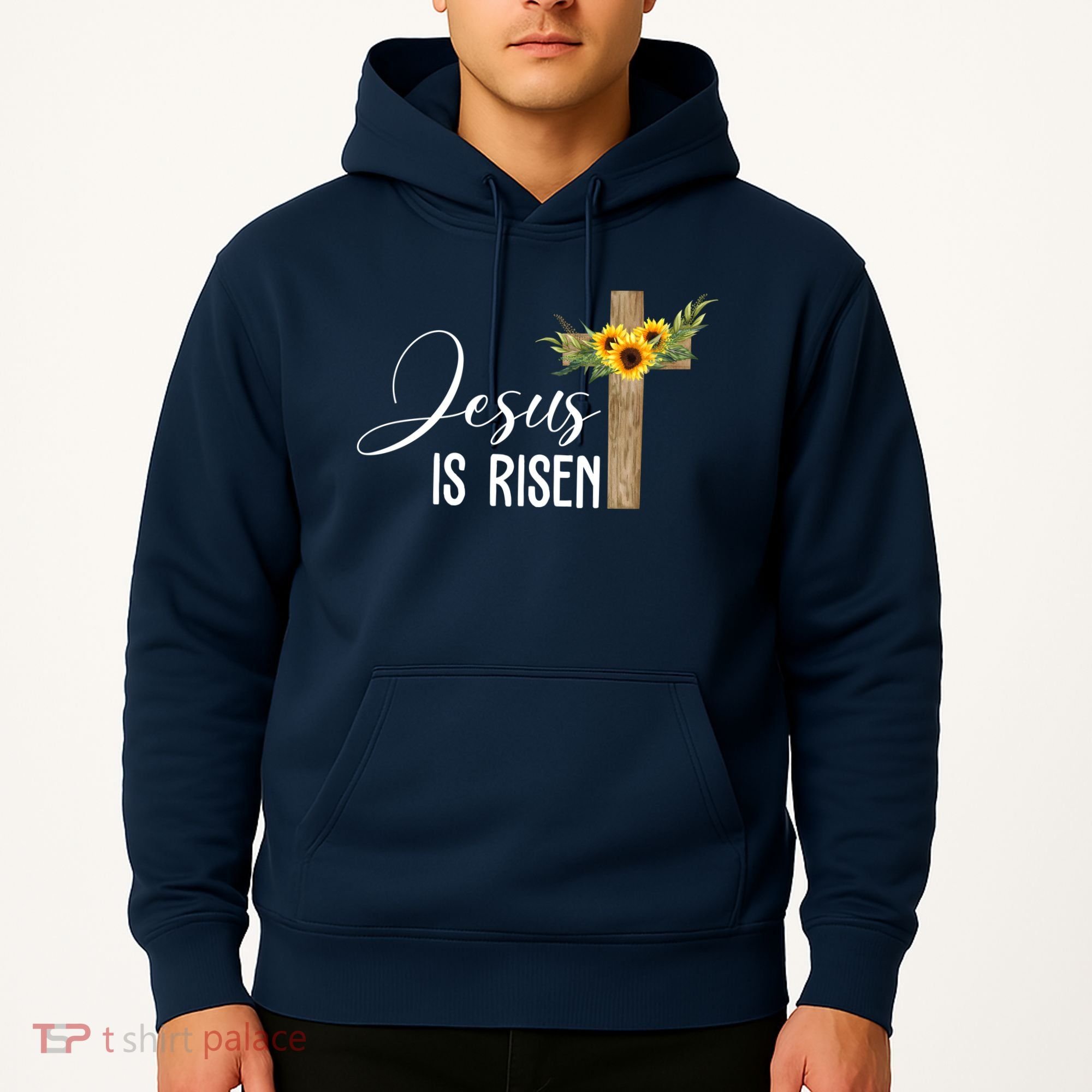 Jesus Is Risen Sunflower Cross Easter Hoodie