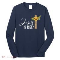 Jesus Is Risen Sunflower Cross Easter Long Sleeve Shirt thumb 0