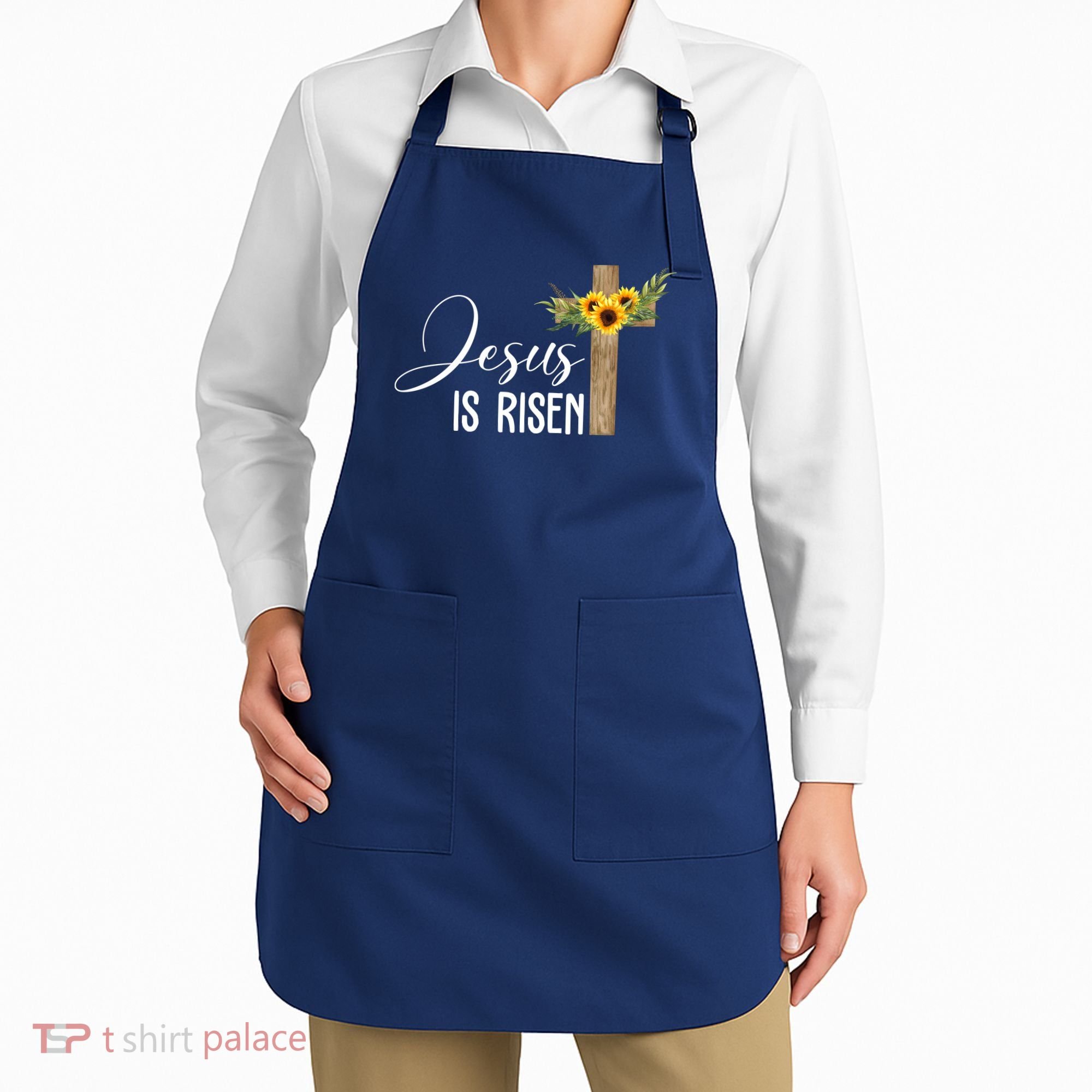 Jesus Is Risen Sunflower Cross Easter Apron