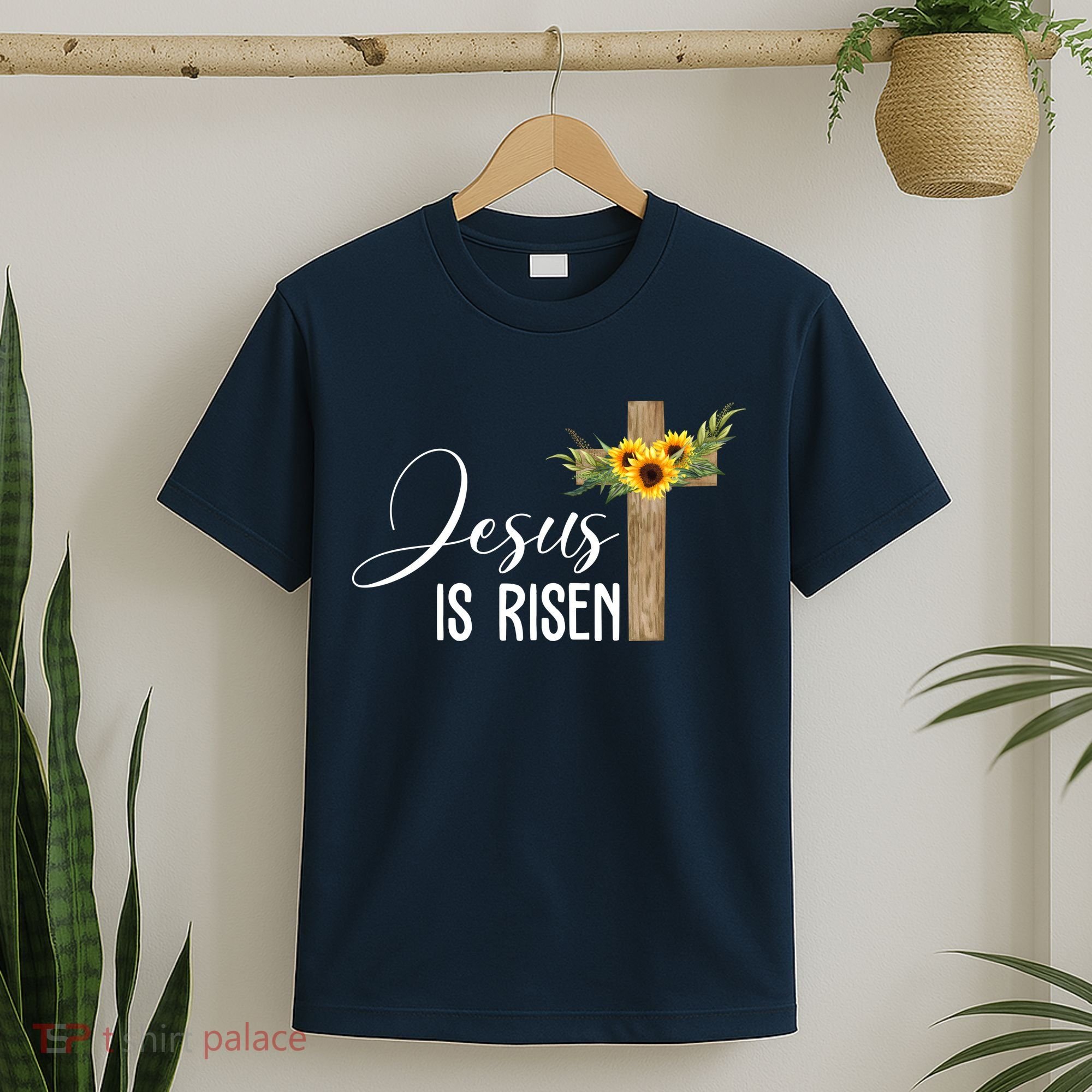 Jesus Is Risen Sunflower Cross Easter T-Shirt