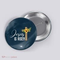 Jesus Is Risen Sunflower Cross Easter Button thumb 0