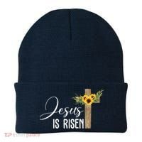 Jesus Is Risen Sunflower Cross Easter Beanie thumb 0