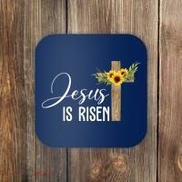 Jesus Is Risen Sunflower Cross Easter Coaster thumb 0
