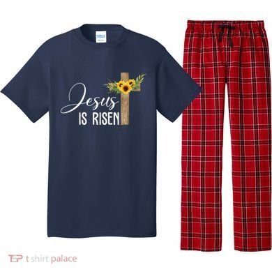 Jesus Is Risen Sunflower Cross Easter Pajama Set