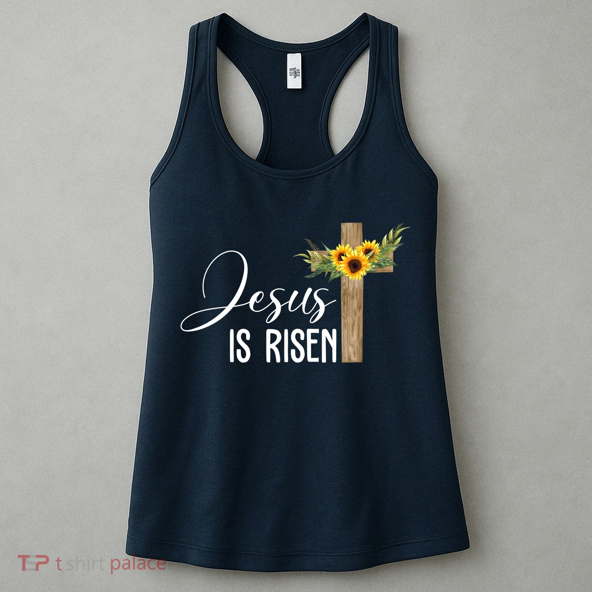 Jesus Is Risen Sunflower Cross Easter Women's Tank Top