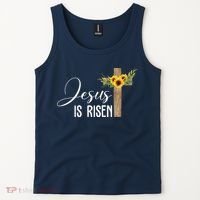 Jesus Is Risen Sunflower Cross Easter Tank Top thumb 2