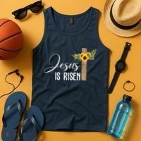 Jesus Is Risen Sunflower Cross Easter Tank Top thumb 4
