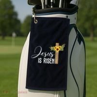 Jesus Is Risen Sunflower Cross Easter Golf Towel thumb 2