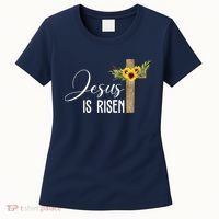Jesus Is Risen Sunflower Cross Easter Women's T-Shirt thumb 0