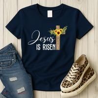 Jesus Is Risen Sunflower Cross Easter Women's T-Shirt thumb 3