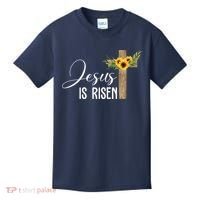 Jesus Is Risen Sunflower Cross Easter Kids T-Shirt thumb 0