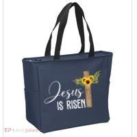 Jesus Is Risen Sunflower Cross Easter Tote Bag thumb 2