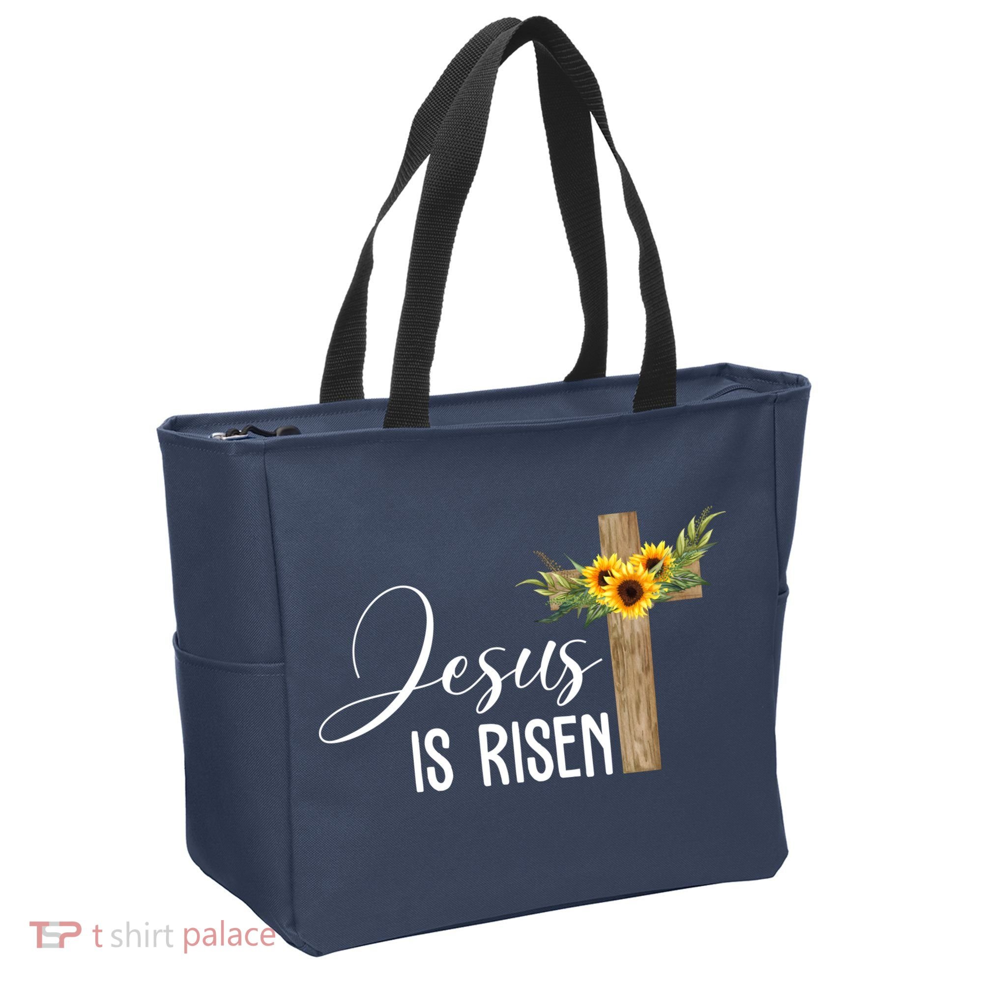 Jesus Is Risen Sunflower Cross Easter Tote Bag
