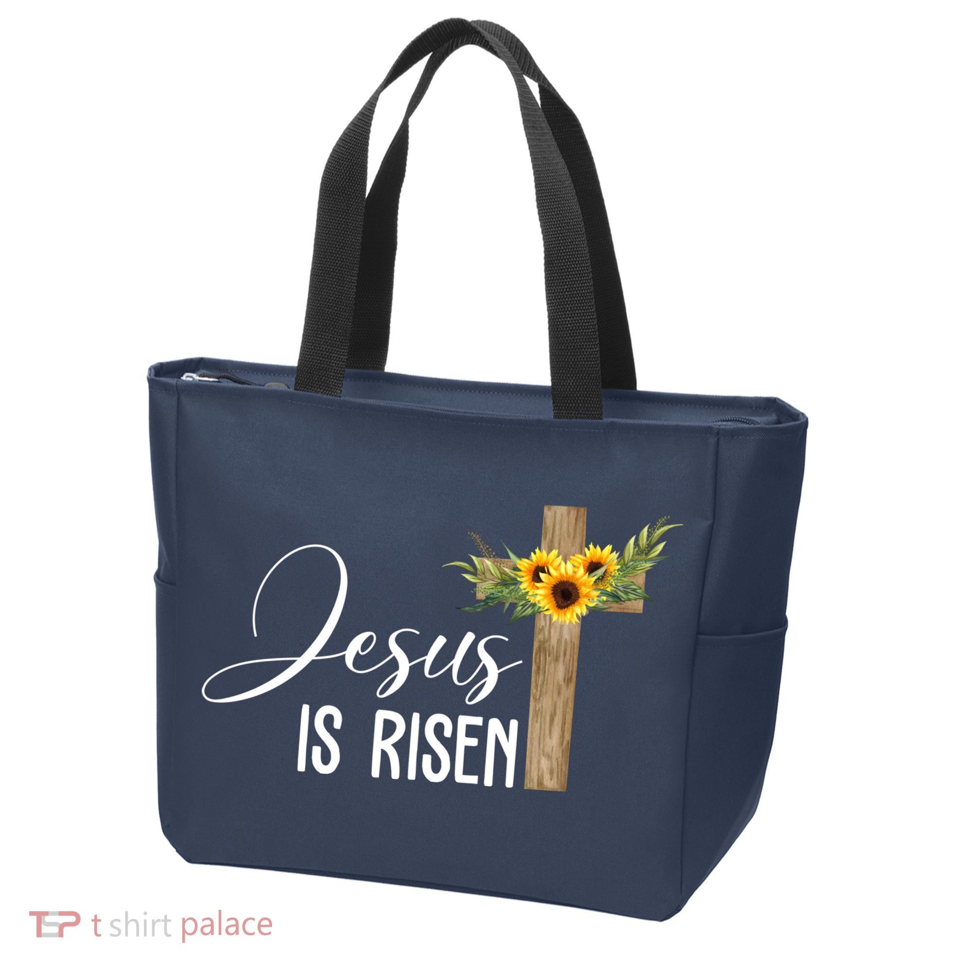 Jesus Is Risen Sunflower Cross Easter Tote Bag
