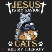 Jesus Is Savior Cats Are My Therapy Christian Cat Women's Sweatshirt thumb 2