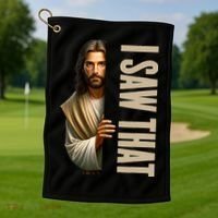 Jesus I Saw That Funny Golf Towel thumb 1