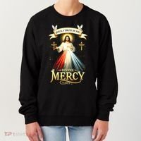 Jesus I Trust In You Divine Mercy Catholic Christian Jesus Women's Sweatshirt thumb 0