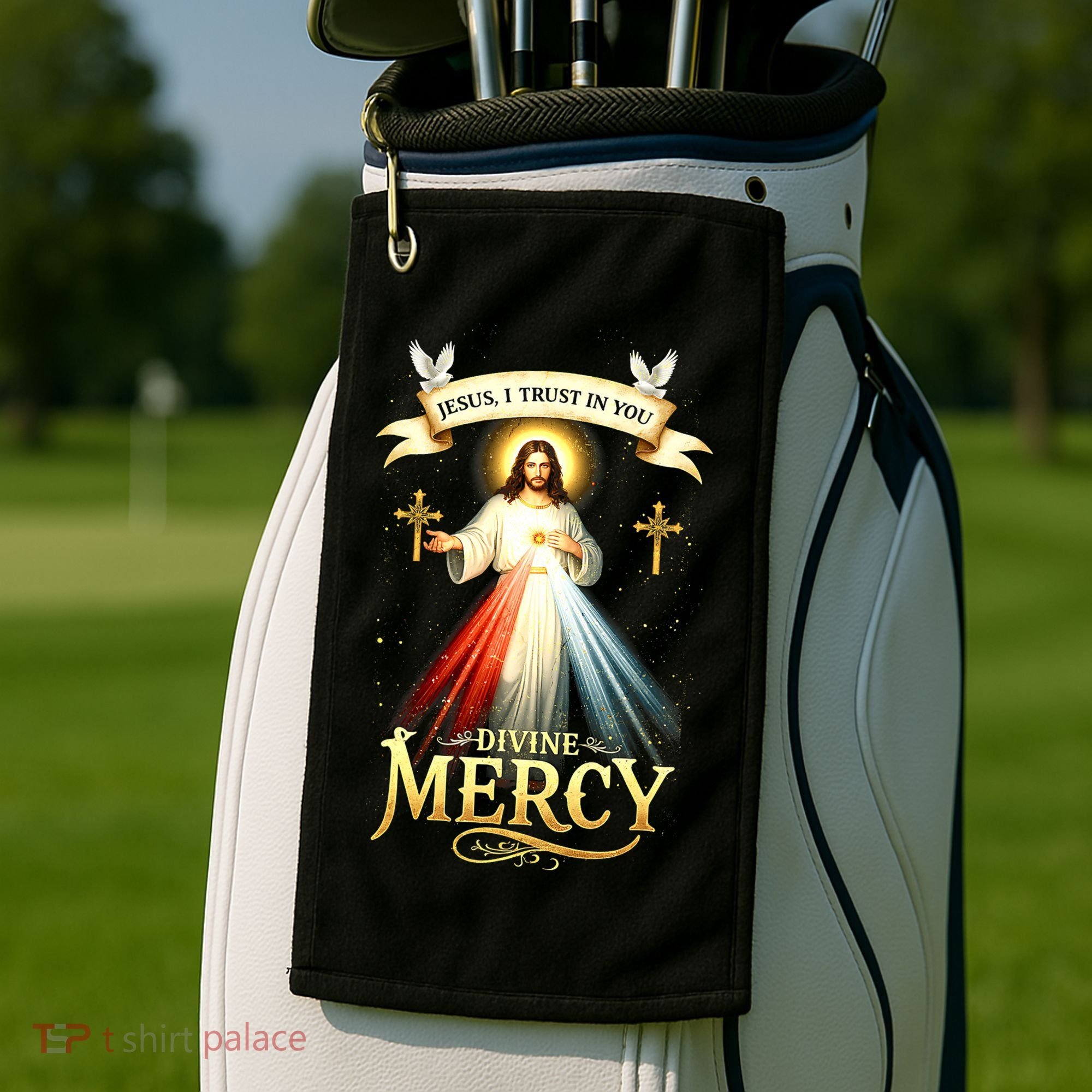 Jesus I Trust In You Divine Mercy Catholic Christian Jesus Golf Towel