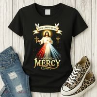 Jesus I Trust In You Divine Mercy Catholic Christian Jesus Women's T-Shirt thumb 3