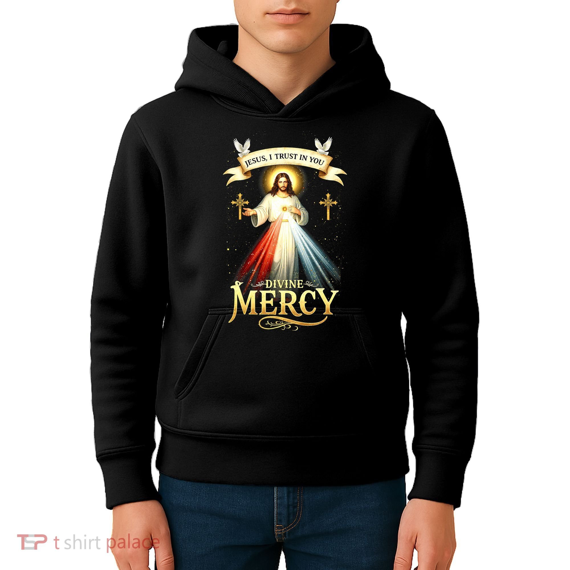 Jesus I Trust In You Divine Mercy Catholic Christian Jesus Kids Hoodie
