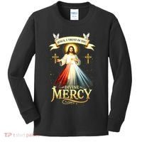 Jesus I Trust In You Divine Mercy Catholic Christian Jesus Kids Long Sleeve Shirt thumb 0