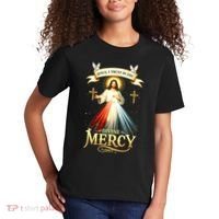 Jesus I Trust In You Divine Mercy Catholic Christian Jesus Kids T-Shirt thumb 2