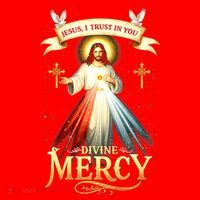 Jesus I Trust In You Divine Mercy Catholic Christian Jesus Santa Hat thumb 1