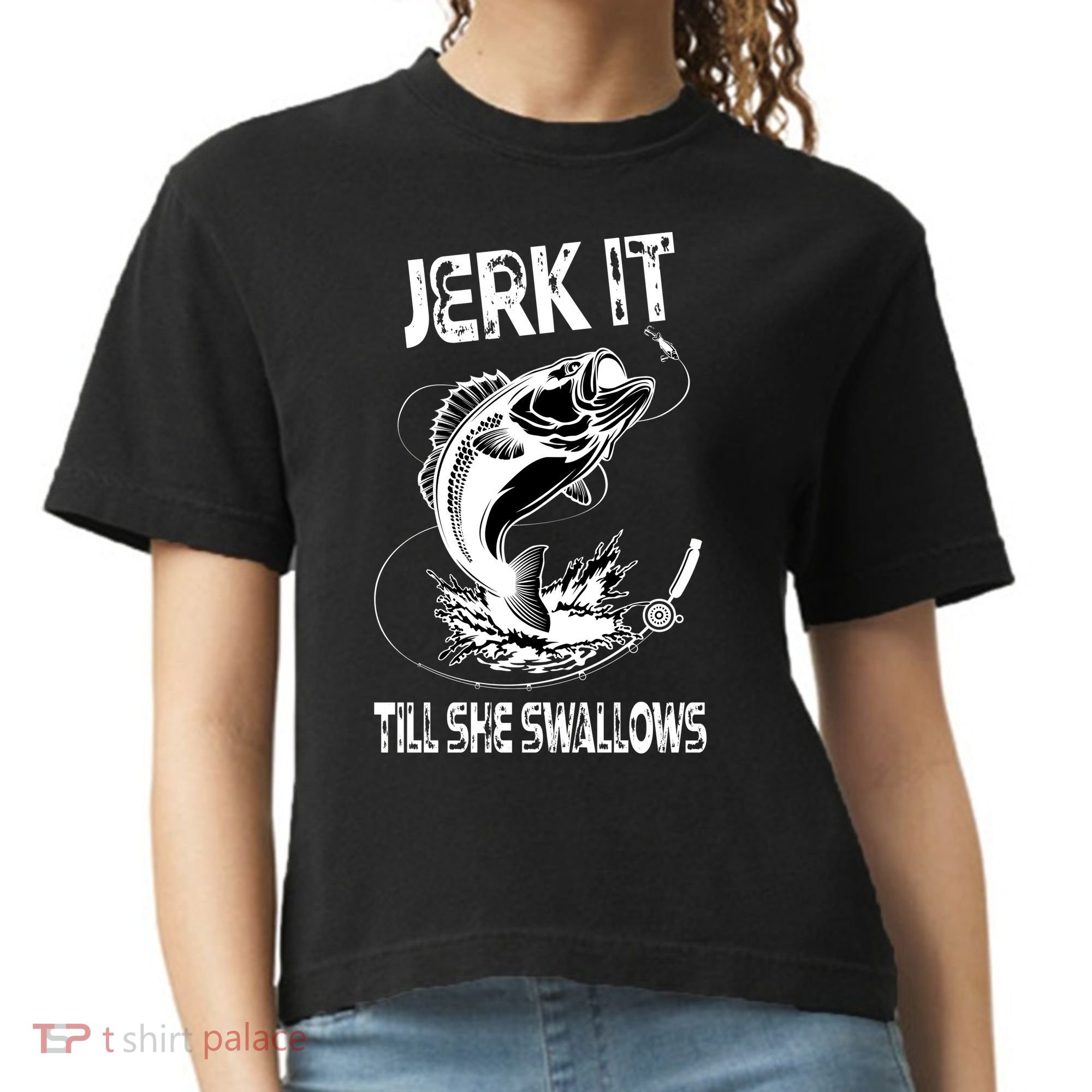 Jerk It Till She Swallows Funny Fishing Comfort Colors Boxy T-Shirt